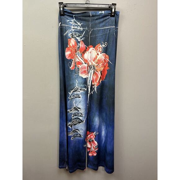 Joo Bee USA Floral Pants‎ Womens Small Multi Color Stretch Bold Festival Artsy - Picture 2 of 7